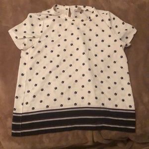 LOFT White and black floral top